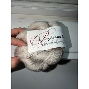 Phydeaux Designs Aegypte Fingering Yarn Cream "Foggy" Alpaca Silk Linen Blend